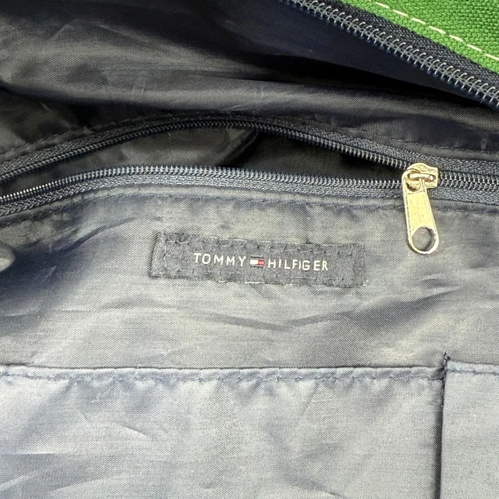 Tommy Hilfiger Duffle Bag L Green Navy Colorblock Cotton Embroidered Logo